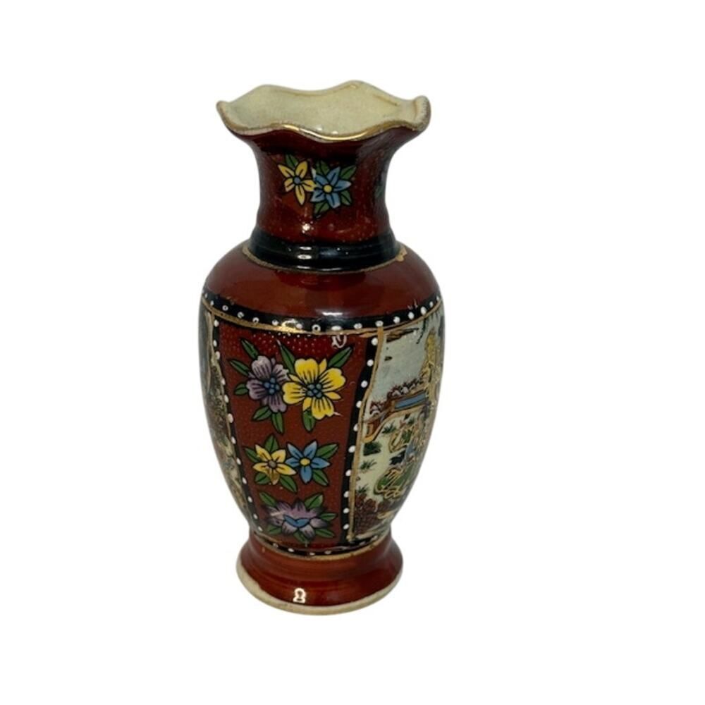 Vintage Japanese Style Porcelain Vase Hand Painted - Picture 4 of 7